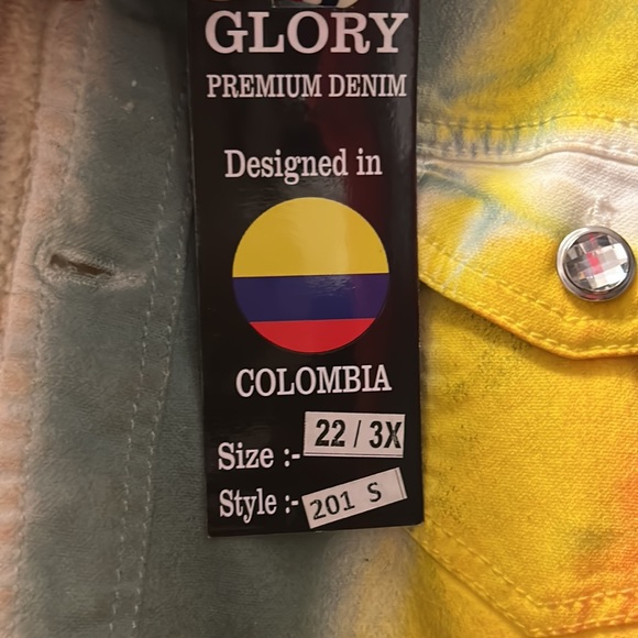 Glory Denim Trucker Jacket Tie Dye  sherpa lined fray hem  Size 3X  X Large - Picture 17 of 17